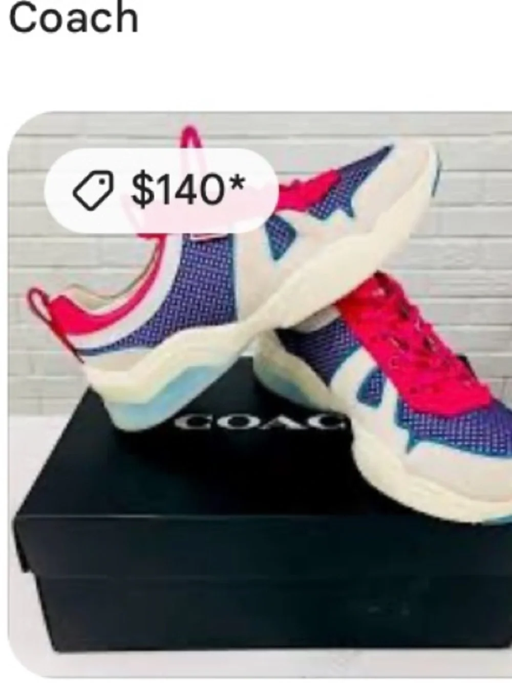 Coach Women's Athletic Sneakers in Pink, Blue, Cream