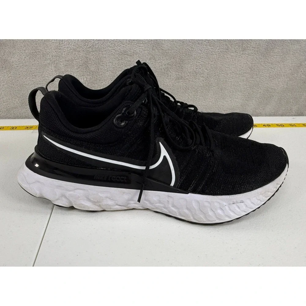 Nike React Infinity Run Flyknit Men Size 10 Black White Running Shoes Marathon