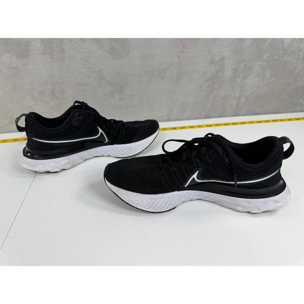 Nike React Infinity Run Flyknit Men Size 10 Black White Running Shoes Marathon