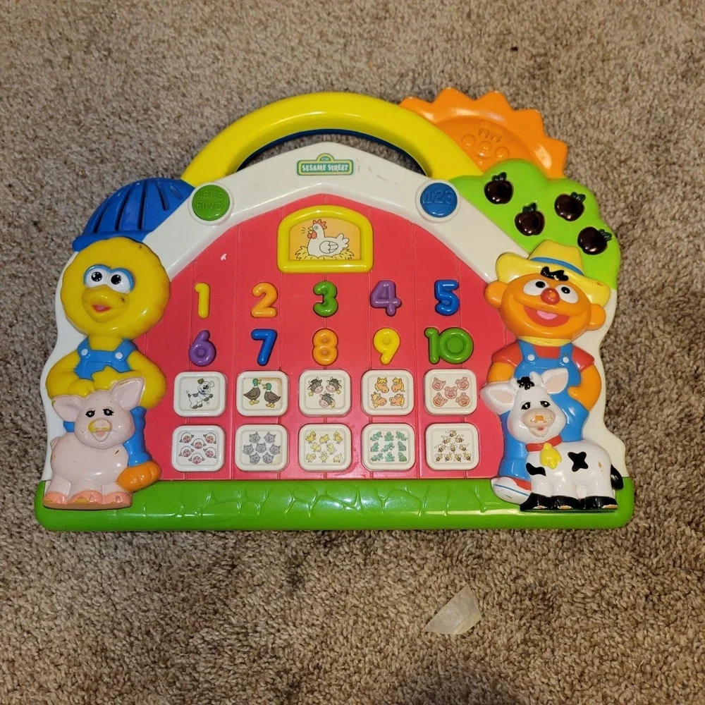 Vintage Sesame Street Farm Number Learning Toy‎ Big Bird Ernie Electronic...