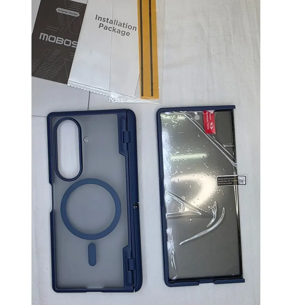 Galaxy Z Fold 7 Case Deep Blue MagSafe Screen Protector Hinge