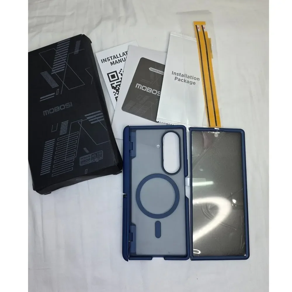 Galaxy Z Fold 7 Case Deep Blue MagSafe Screen Protector Hinge