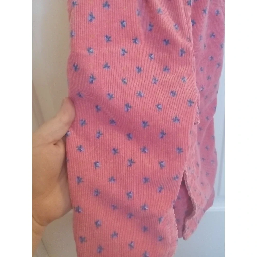 VTG 80s OshKosh B'gosh Pink Floral‎ Print Corduroy Bib Overalls 18 Months