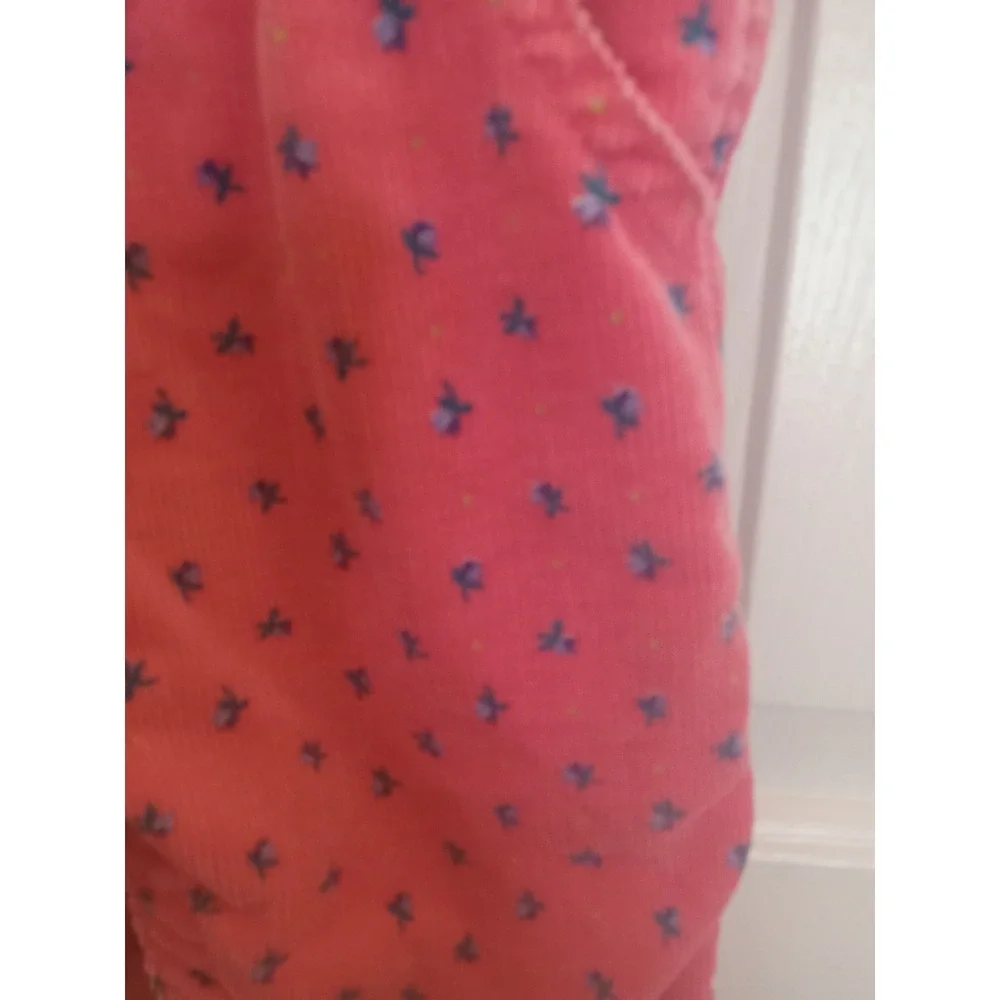 VTG 80s OshKosh B'gosh Pink Floral‎ Print Corduroy Bib Overalls 18 Months