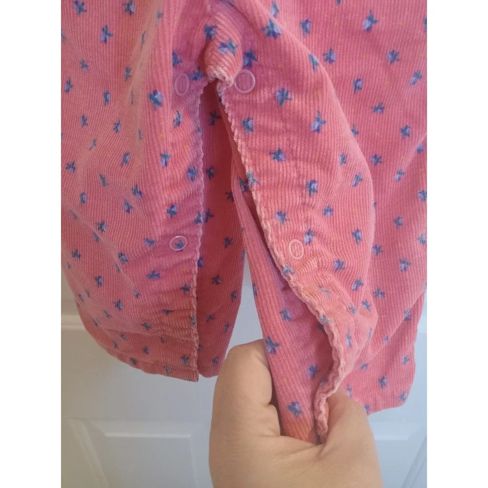 VTG 80s OshKosh B'gosh Pink Floral‎ Print Corduroy Bib Overalls 18 Months
