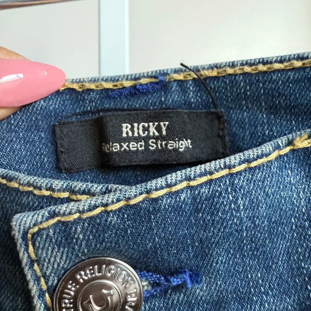 True Religion sz‎ 40 blue Ricky relaxed straight jeans