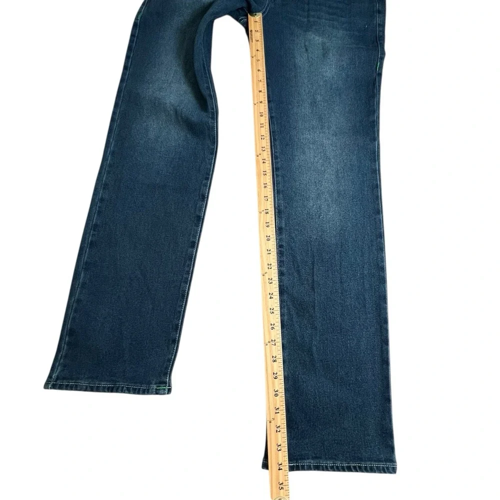 NEW True‎ Religion Mens 31X34 Ricky Relaxed Straight Flap Pocket Dark Wash Jeans