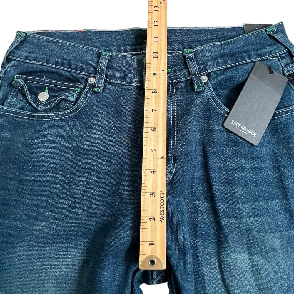 NEW True‎ Religion Mens 31X34 Ricky Relaxed Straight Flap Pocket Dark Wash Jeans