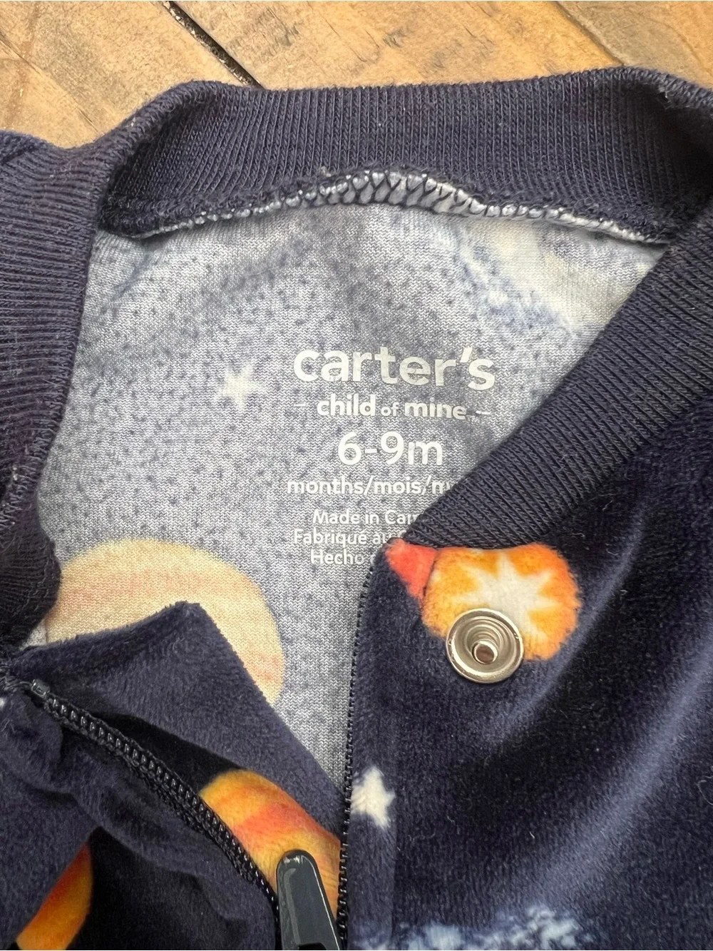 Carter's Navy Space-Print Fleece One-Piece Footie