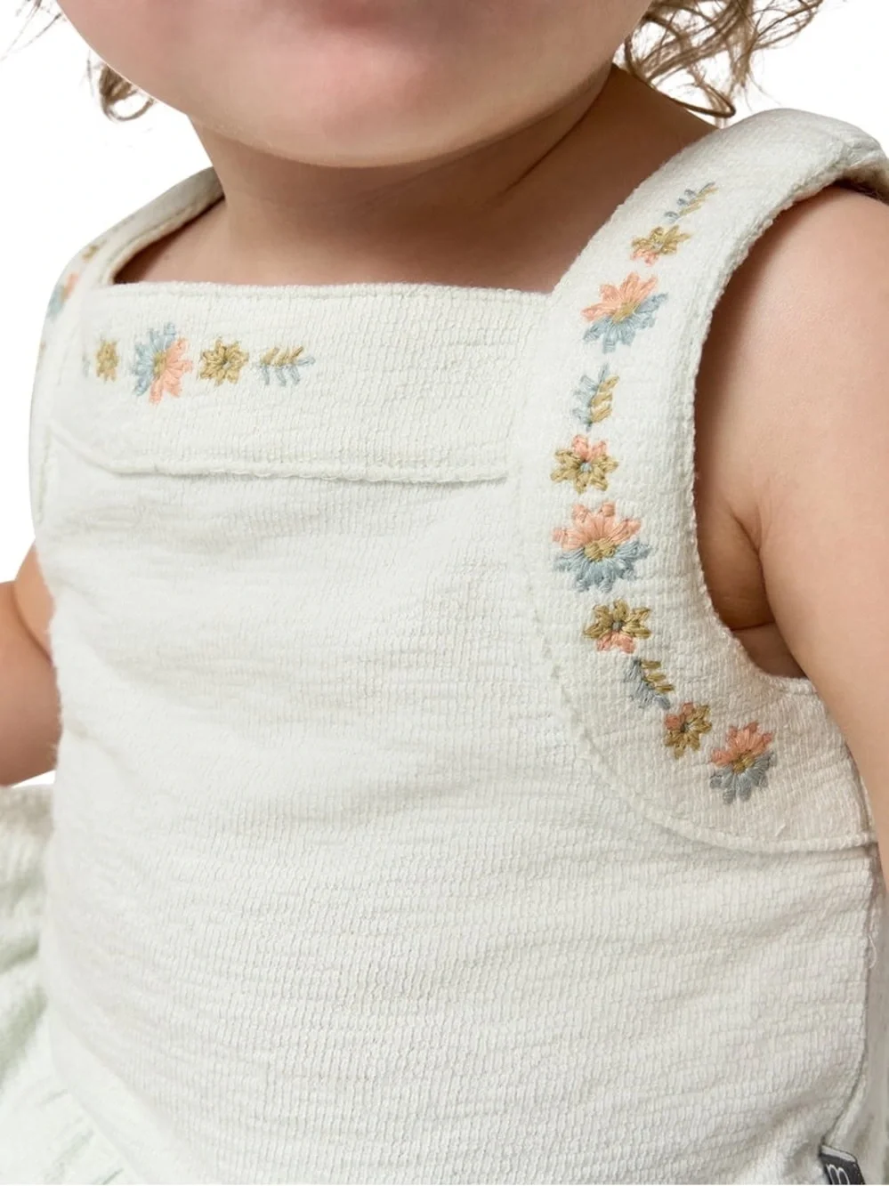 Ruffled Light Mint Baby Girl Bloomer Outfit Set With Embroidered