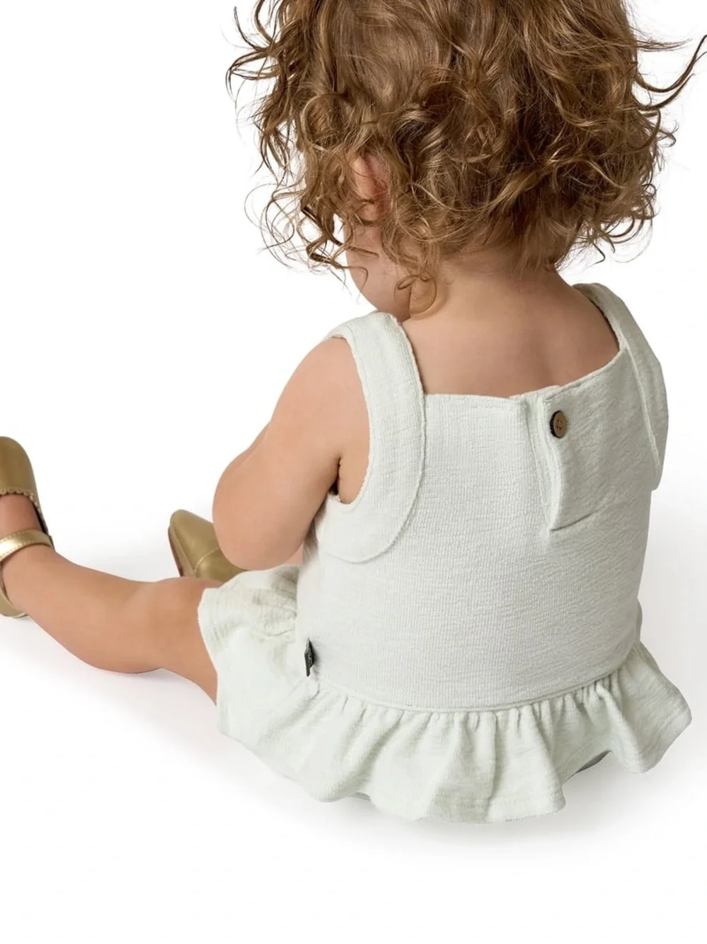 Ruffled Light Mint Baby Girl Bloomer Outfit Set With Embroidered