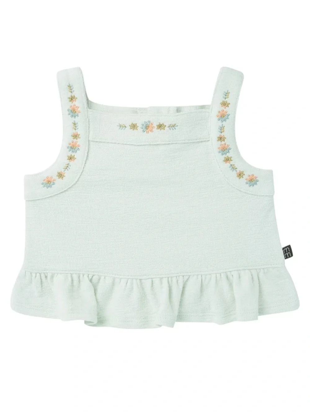 Ruffled Light Mint Baby Girl Bloomer Outfit Set With Embroidered