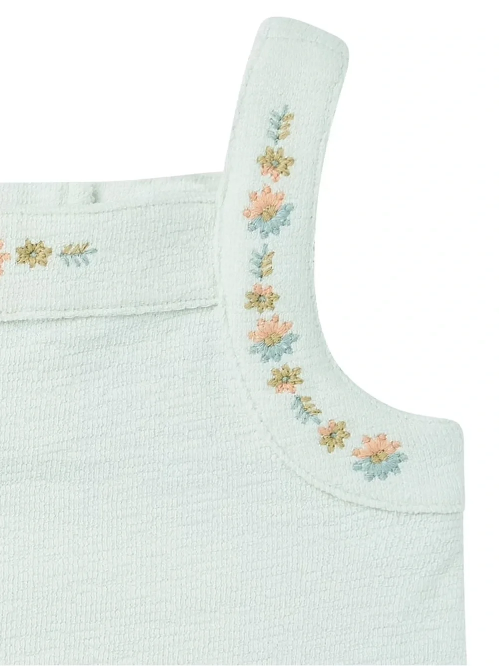 Ruffled Light Mint Baby Girl Bloomer Outfit Set With Embroidered