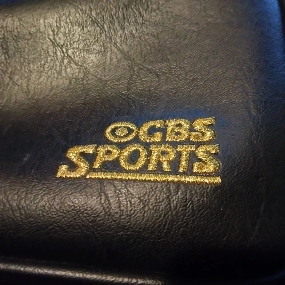 CBS Sports (Gold‎ Embroidered) Branded Leather 3 Pocket Camera/Camcorder Bag