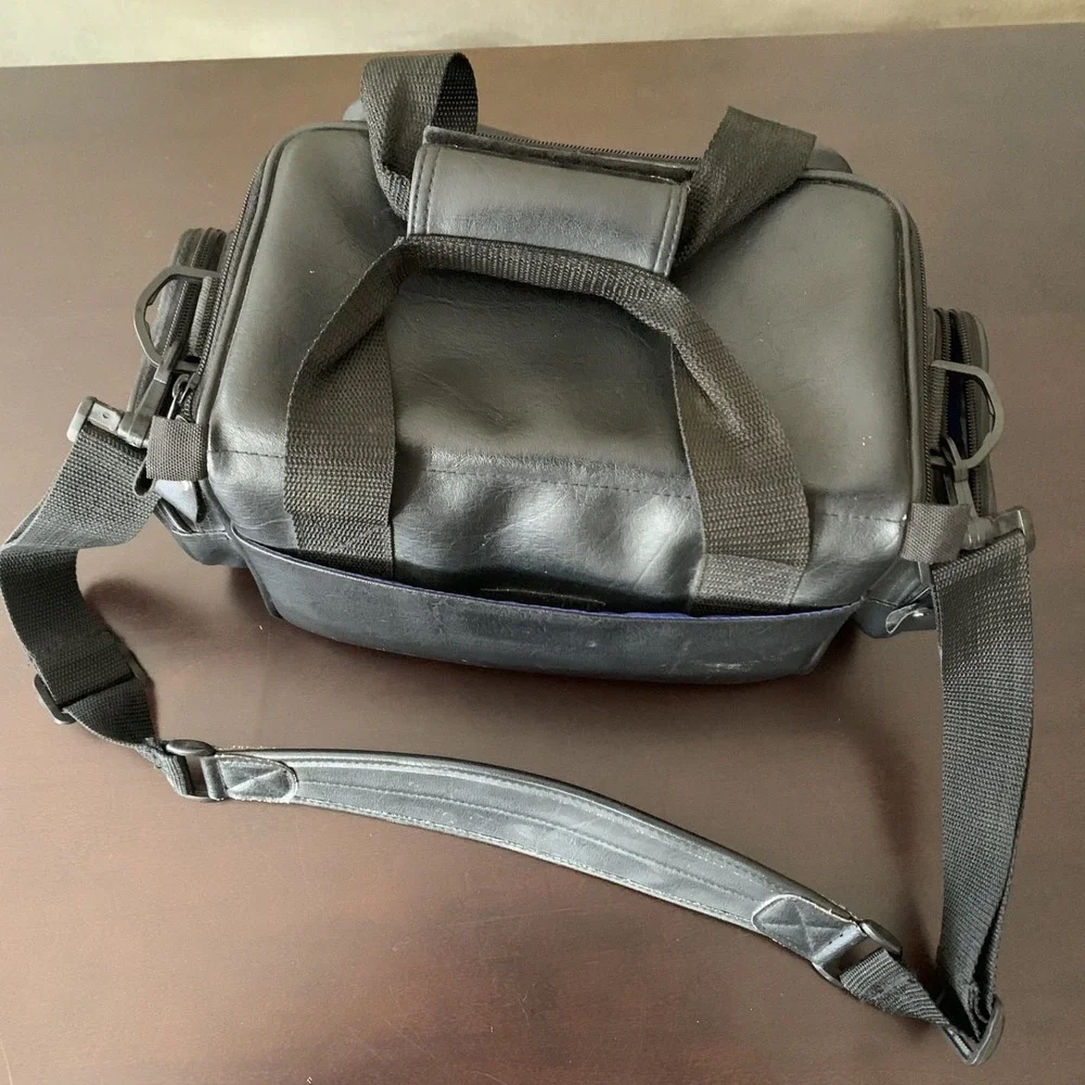 CBS Sports (Gold‎ Embroidered) Branded Leather 3 Pocket Camera/Camcorder Bag