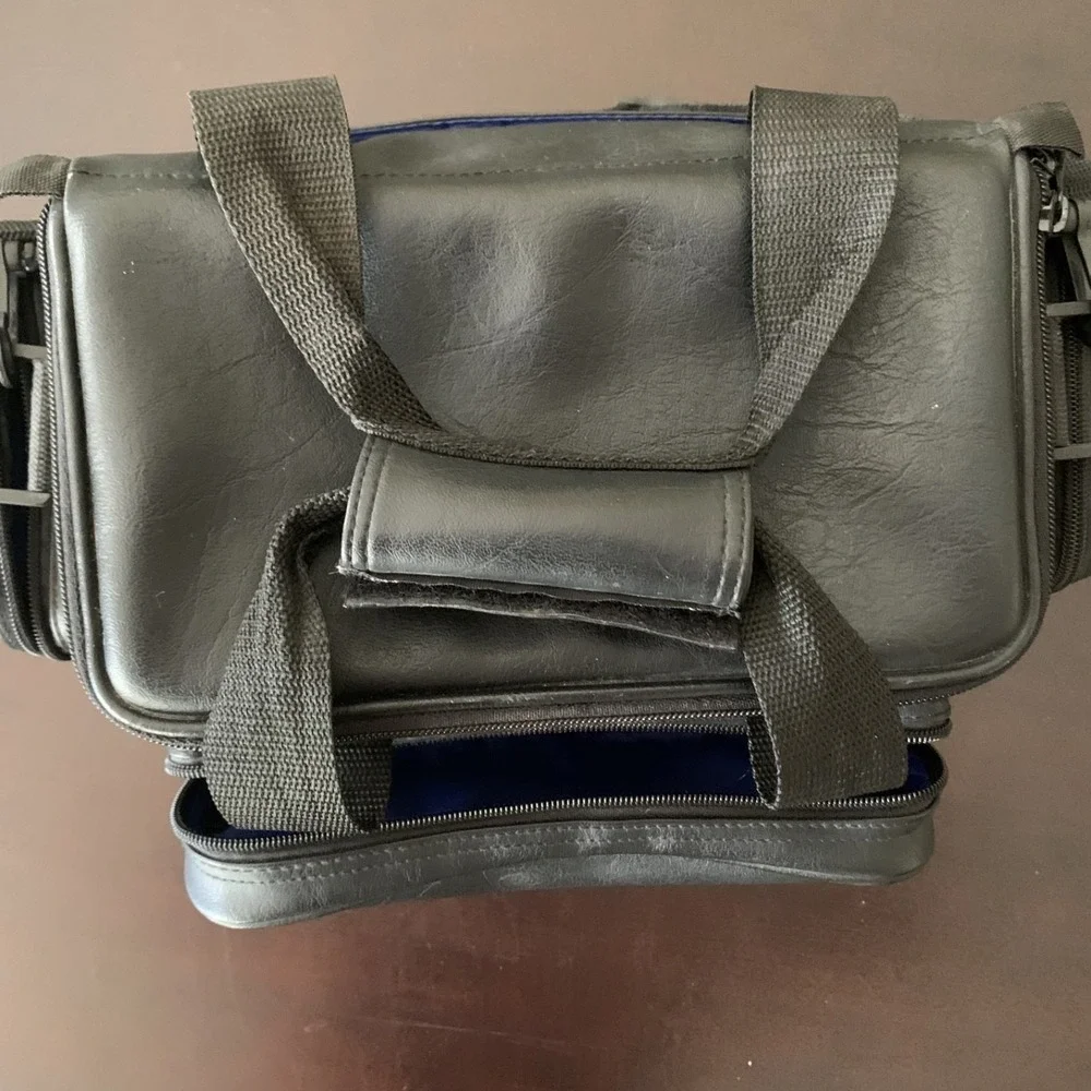 CBS Sports (Gold‎ Embroidered) Branded Leather 3 Pocket Camera/Camcorder Bag