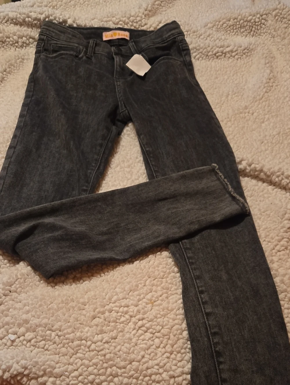 Girls Black Slim Jeans Mila ROSE SZ 7 Stretch Denim Nwt