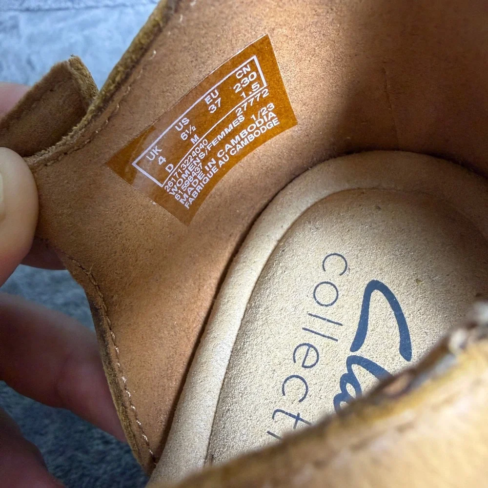 Clarks Womens 6.5 Tan Neutral Beige Straw‎ Woven Platform Wedge Sandals