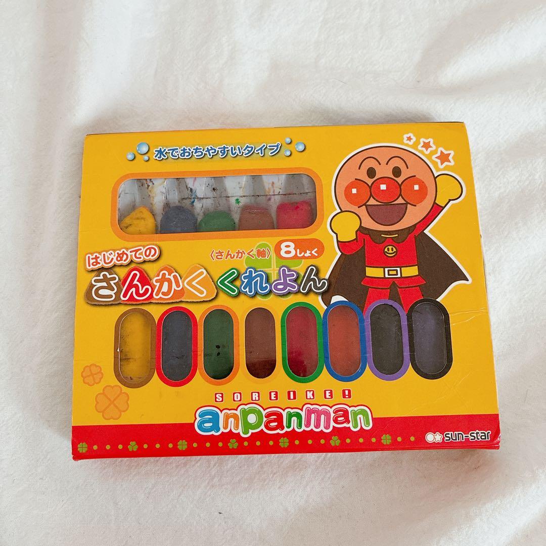 Anpanman First Triangle Crayons, Easy-to-Wash-Off-with-Water Type, 8 Colors, Triangle Shape