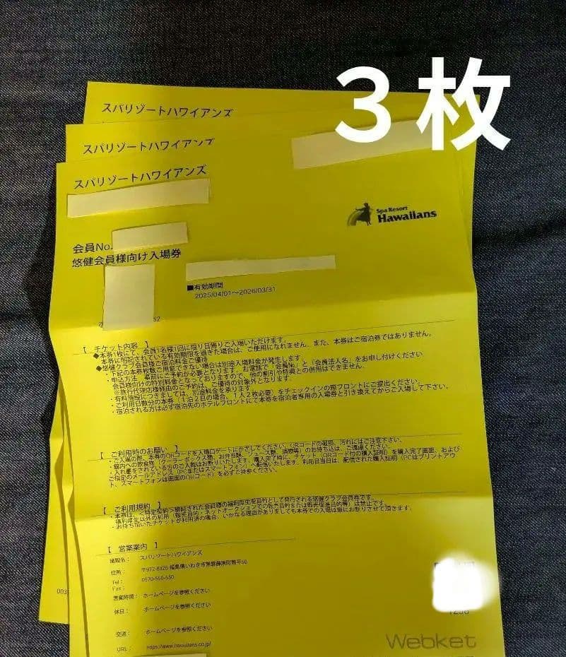 Spa Resort Hawaiians Admission Tickets (3 tickets)