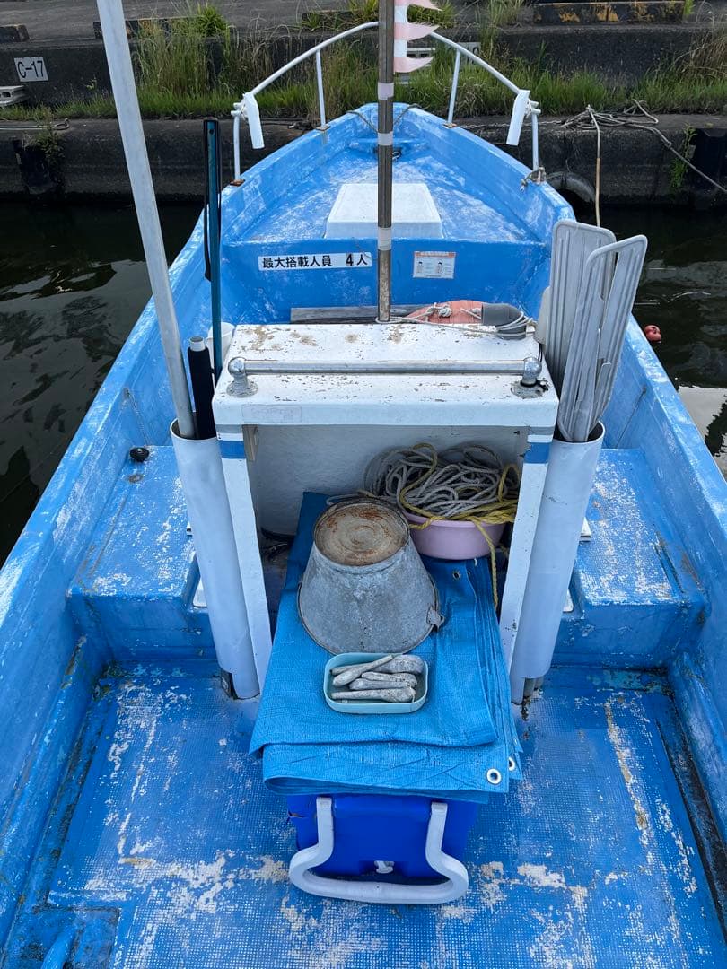 Blue Open Deck Boat with 20 HP Outboard Motor
