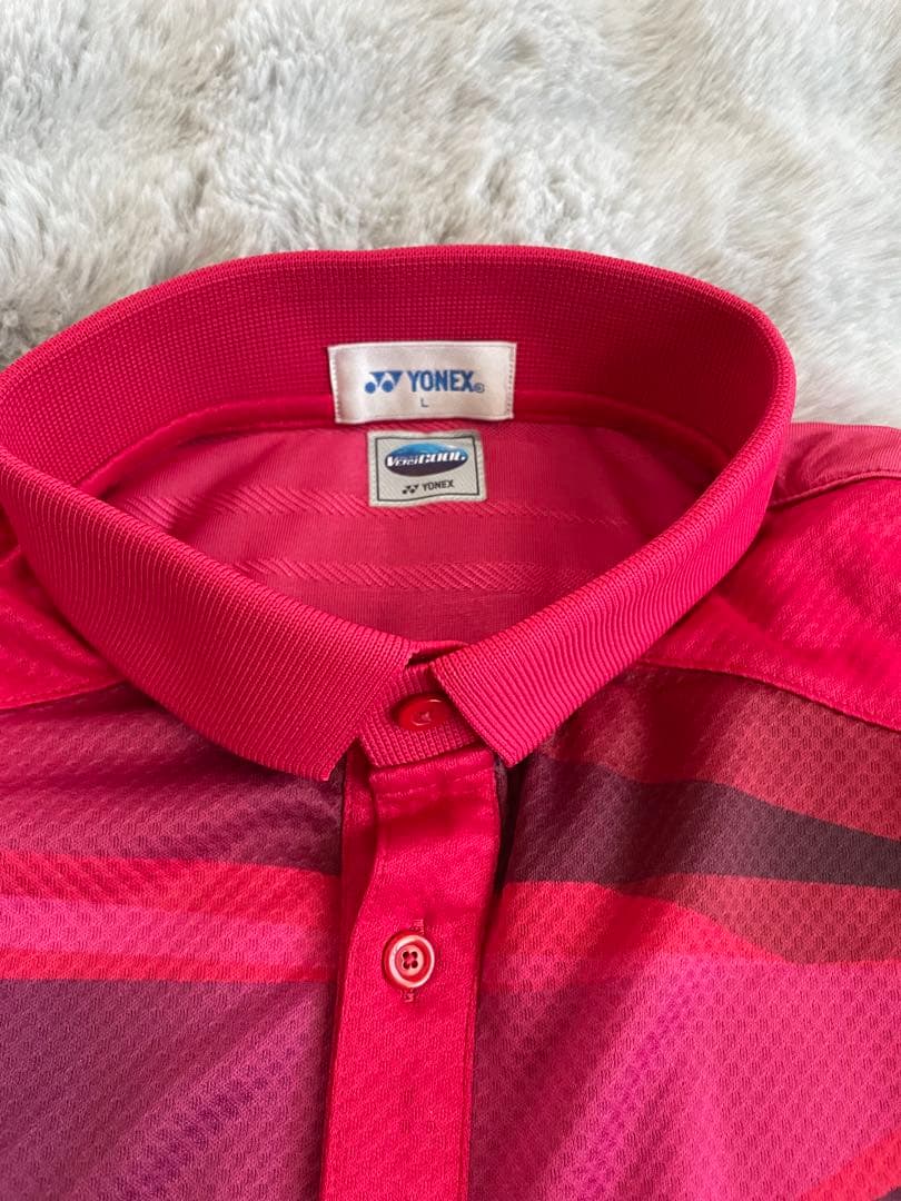 YONEX Red Stripe Polo Shirt L