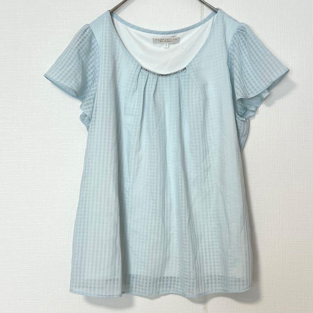 Proportion Body Dressing Gingham Check Short Sleeve Blouse L
