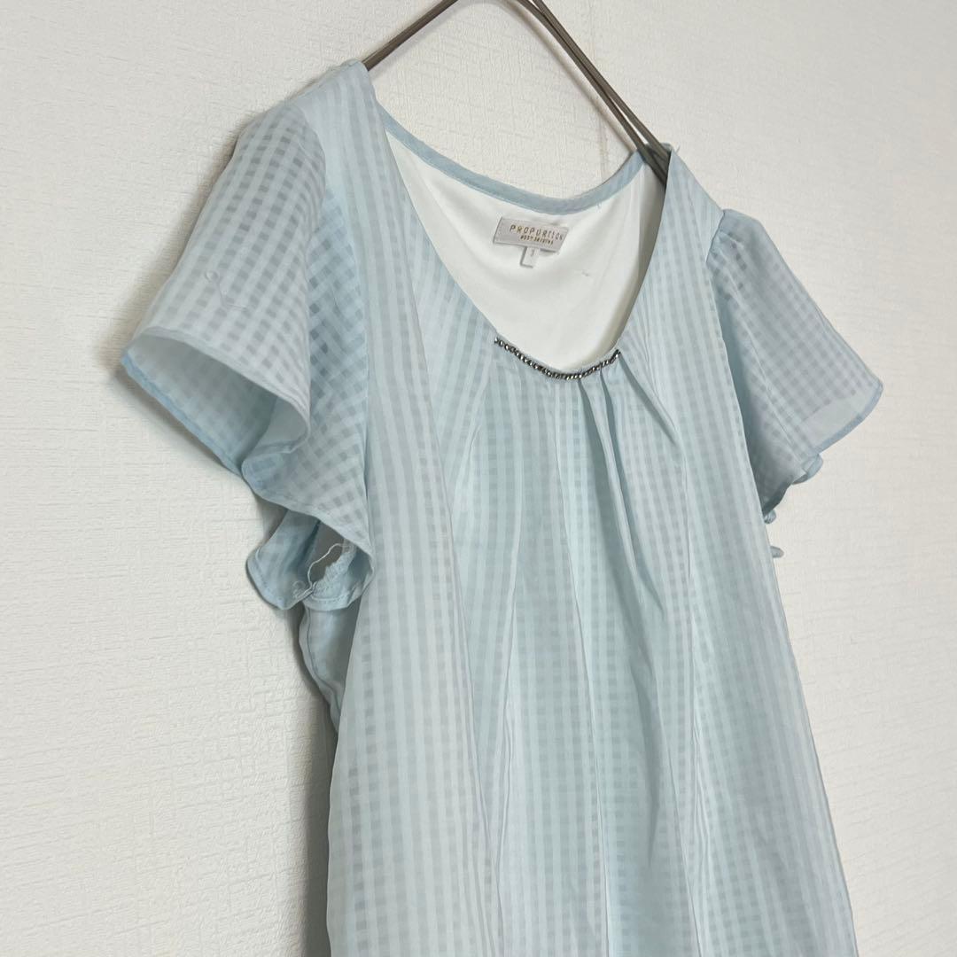 Proportion Body Dressing Gingham Check Short Sleeve Blouse L