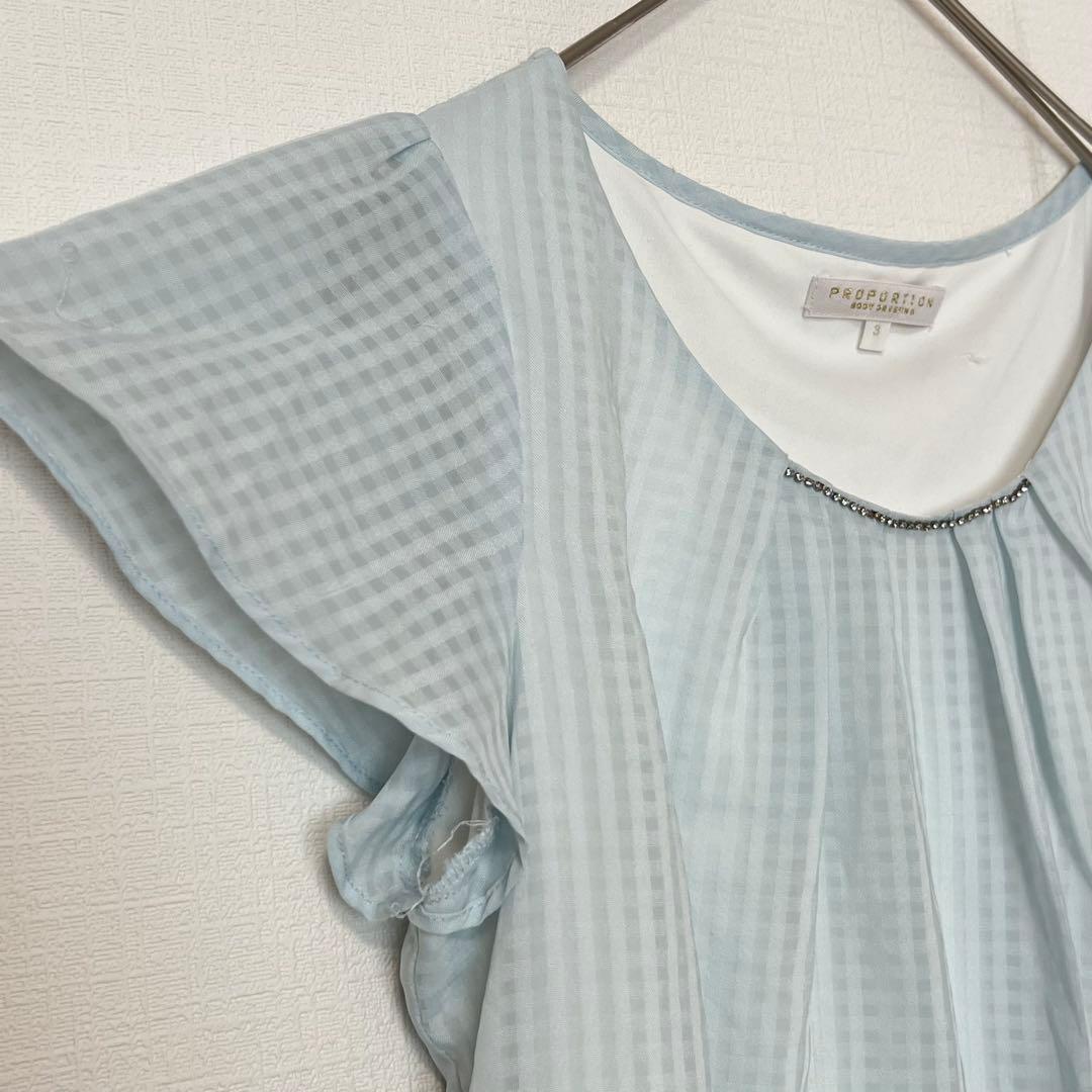 Proportion Body Dressing Gingham Check Short Sleeve Blouse L