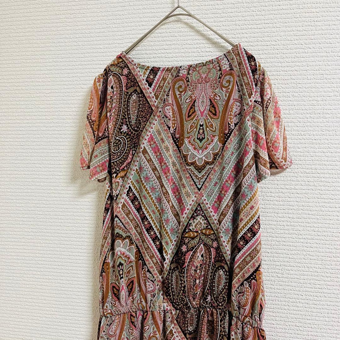 Good Day Paisley Pattern Tunic Dress M Short Sleeve All-Over Print Body Cover