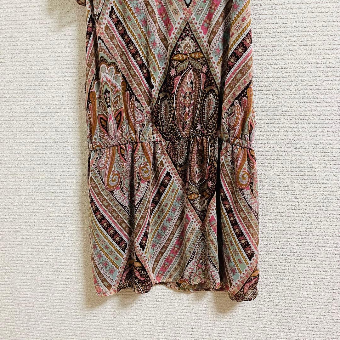 Good Day Paisley Pattern Tunic Dress M Short Sleeve All-Over Print Body Cover