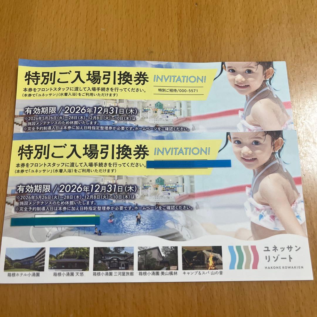Hakone Kowakien Yunessun Special Admission Ticket 2-Piece Set