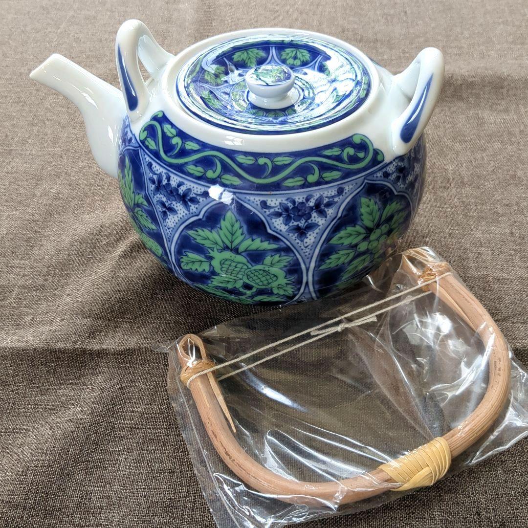 Mino Ware Maehatatouki Kozangama Seikaryokusai Tea Ceremony Set: Teapot & 5 Lidded Teacups