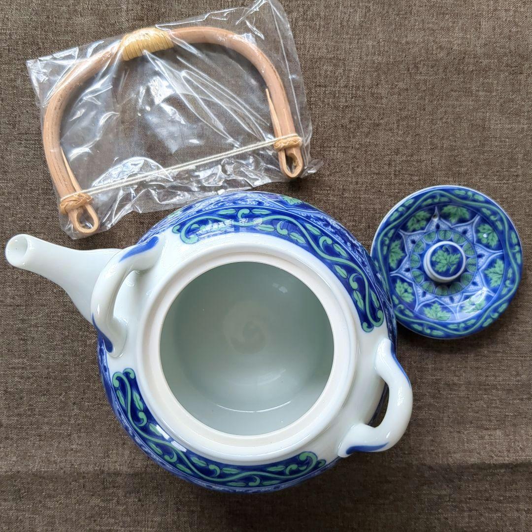Mino Ware Maehatatouki Kozangama Seikaryokusai Tea Ceremony Set: Teapot & 5 Lidded Teacups