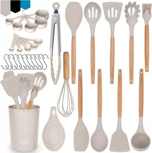 Home Hero Silicone Kitchen Utensils Set, Non-Stick Silicone Cooking Utensils Set with Spatula