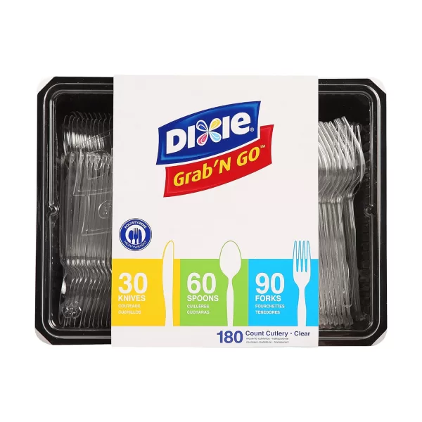 Dixie Heavy-Weight Polystyrene Plastic Fork, Teaspoon And Knife Cutlery Pack by GP PRO (Georgia-Pacific)