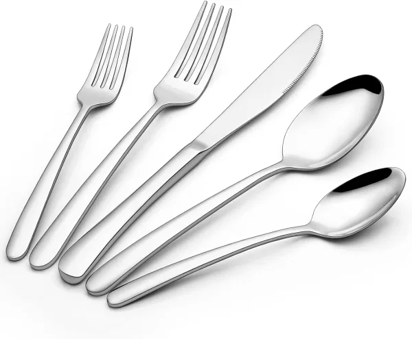 Terlulu 40 Piece Silverware Set for 8, Stainless Steel Flatware Set,