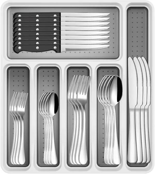 49-Piece Stainless Steel Silverware Set with Cutlery Organizer,